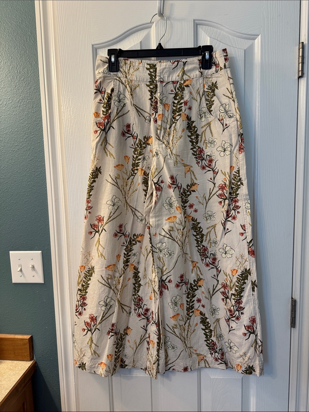 Free people Floral Wide-Leg Linen Blend Pants
